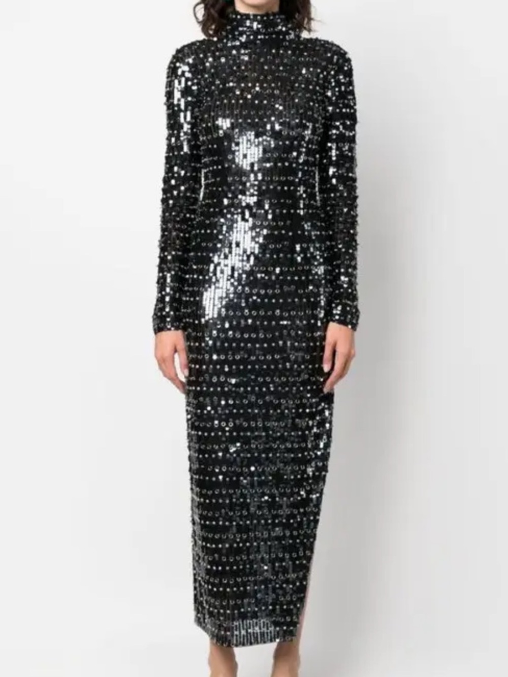 NEW Patrizia Pepe Black Sequined Long Sleeve Maxi 👗 Dress 40